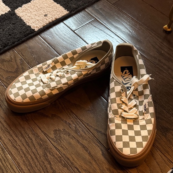 Vans Checkered Sneakers - Sage Green and White - Picture 2 of 5